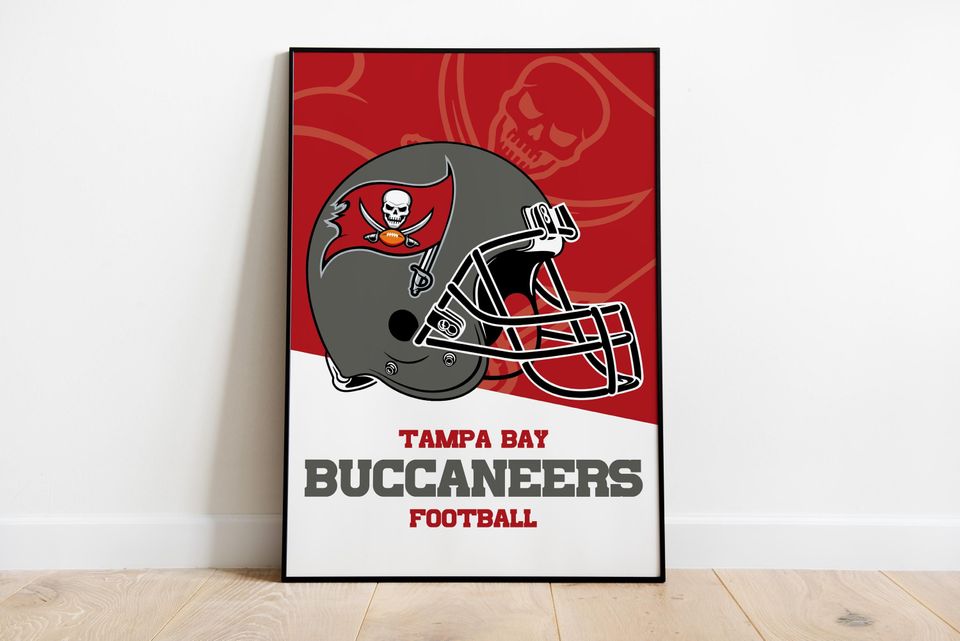 Tampa Bay Buccaneers football Helmet Poster - Vintage Wall Art for Football Fans, Buccaneers Memorabilia, Man Cave Decor, Sports Themed Room