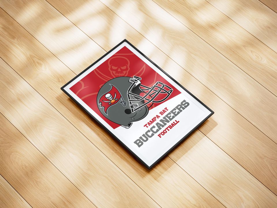 Tampa Bay Buccaneers football Helmet Poster - Vintage Wall Art for Football Fans, Buccaneers Memorabilia, Man Cave Decor, Sports Themed Room