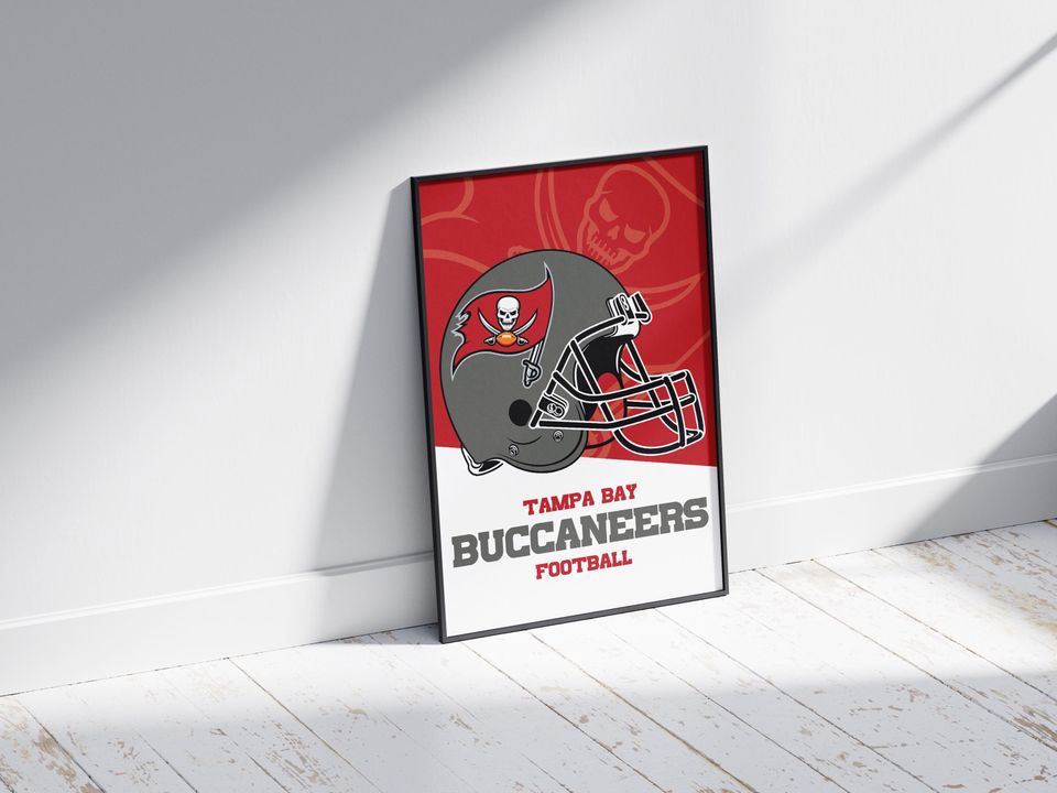 Tampa Bay Buccaneers football Helmet Poster - Vintage Wall Art for Football Fans, Buccaneers Memorabilia, Man Cave Decor, Sports Themed Room
