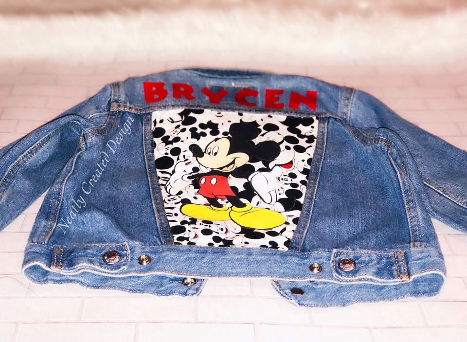 Mickey Mouse Women's Denim Jacket, Custom Denim Jacket, Disney Women's Clothes, Customized Jacket