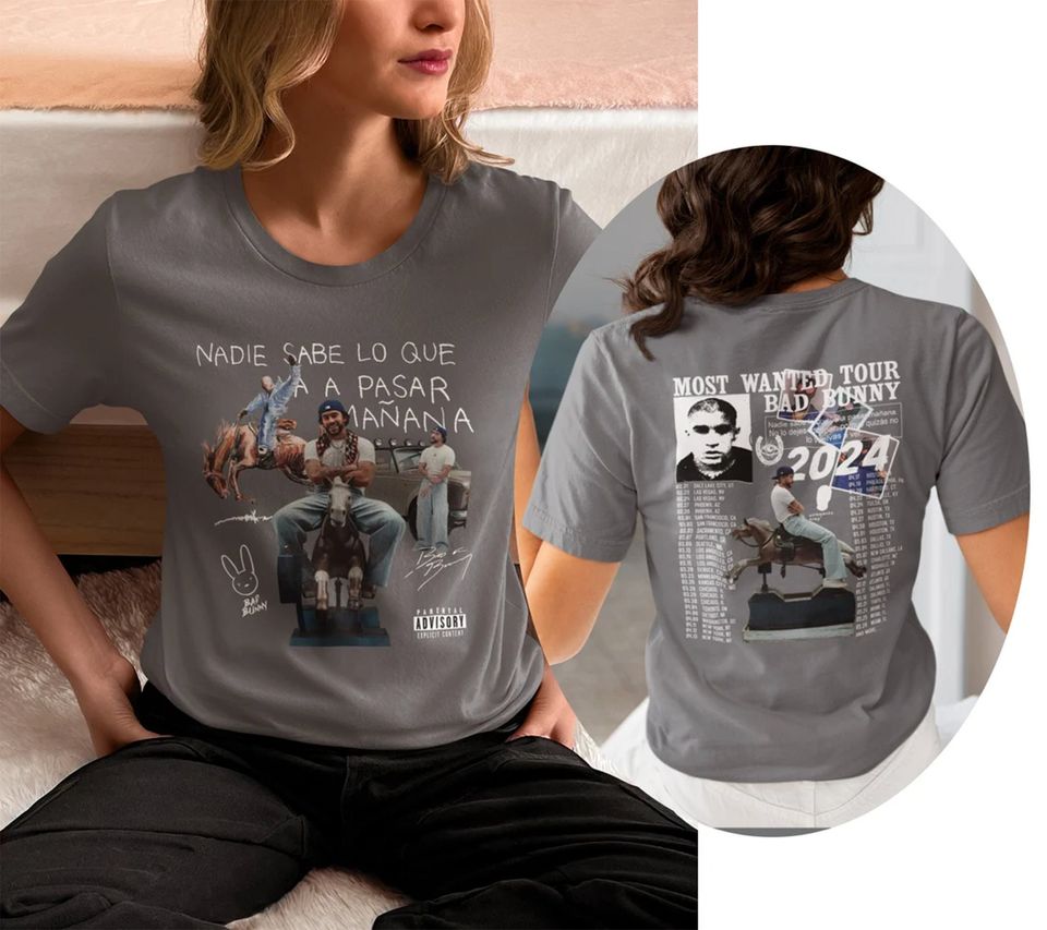 Tour Merch Bad Bunny 2024 Double Sided Unisex T-Shirt