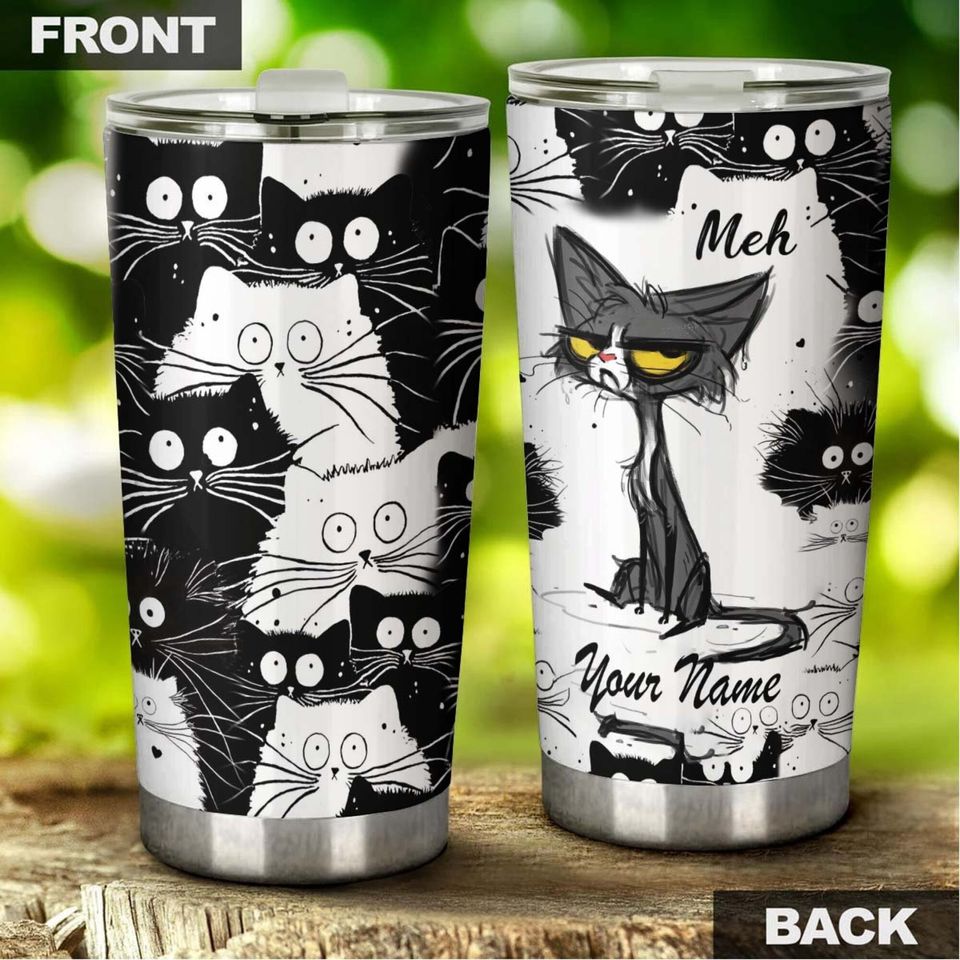 Grumpy Funny Cat Personalized Ringneck Tumbler 20oz