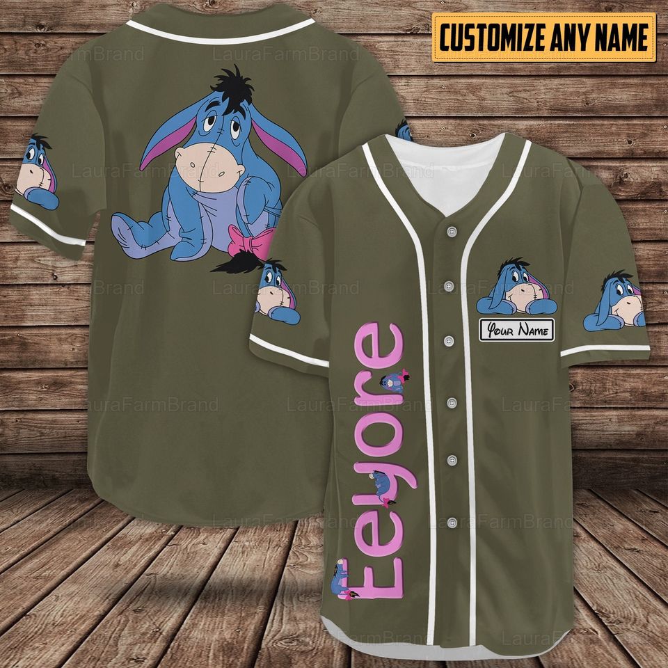 Personalized Eeyore Baseball Shirts, Eeyore Baseball Jersey