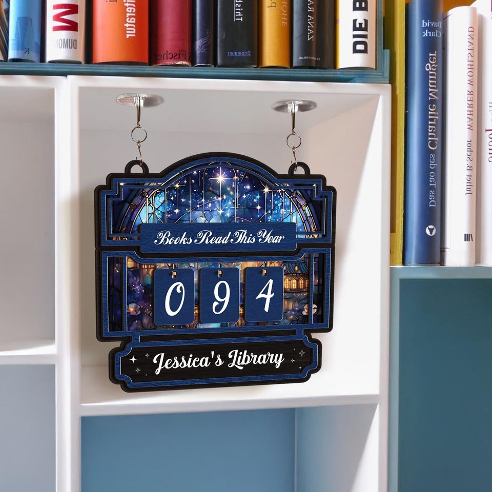 Personalized Books Read This Year Sign, Custom Reading Tracker, Magical Library Book Count Hanging Display for Home Library Classroom