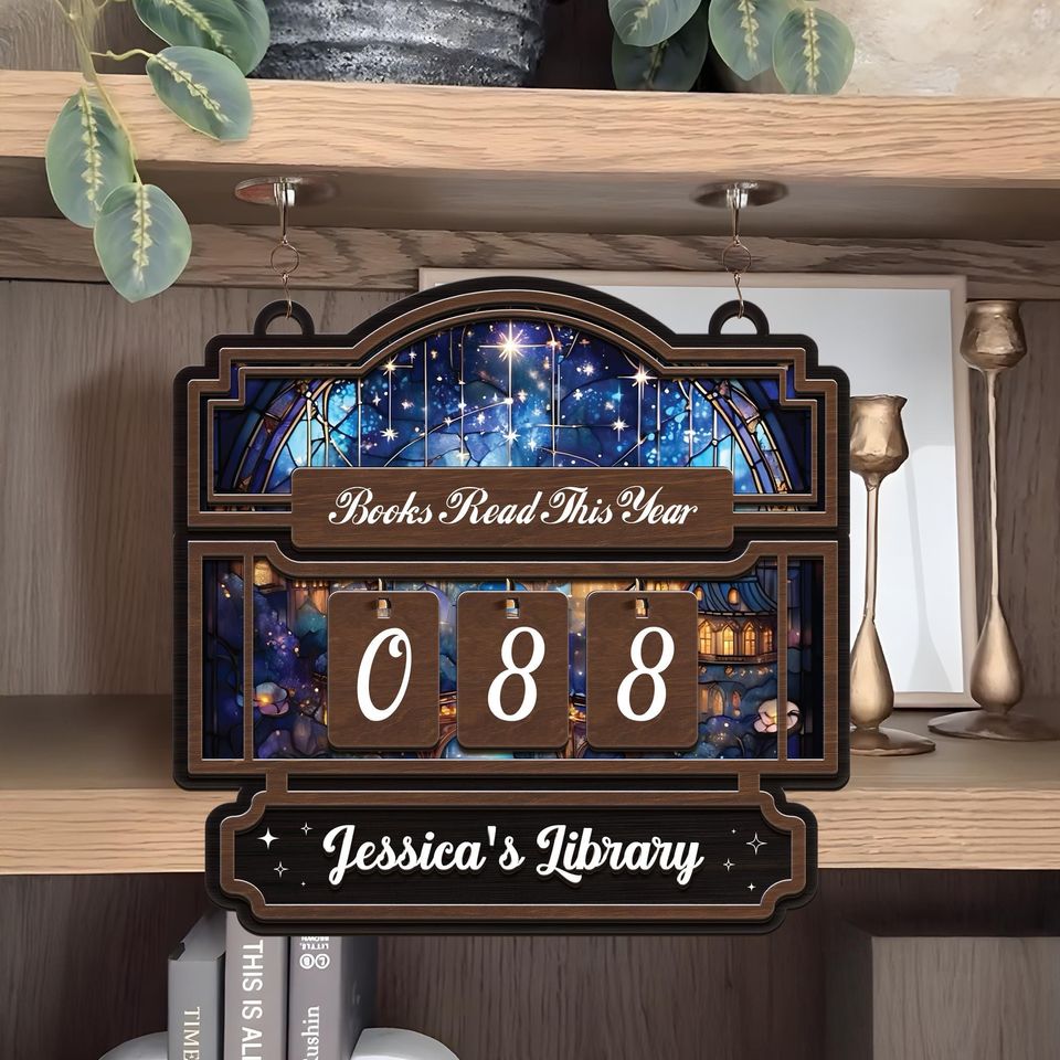 Personalized Books Read This Year Sign, Custom Reading Tracker, Magical Library Book Count Hanging Display for Home Library Classroom