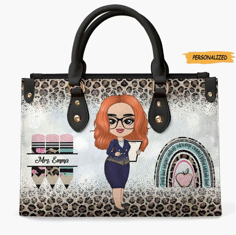 Teach Love Inspire Personalized Leather Bag