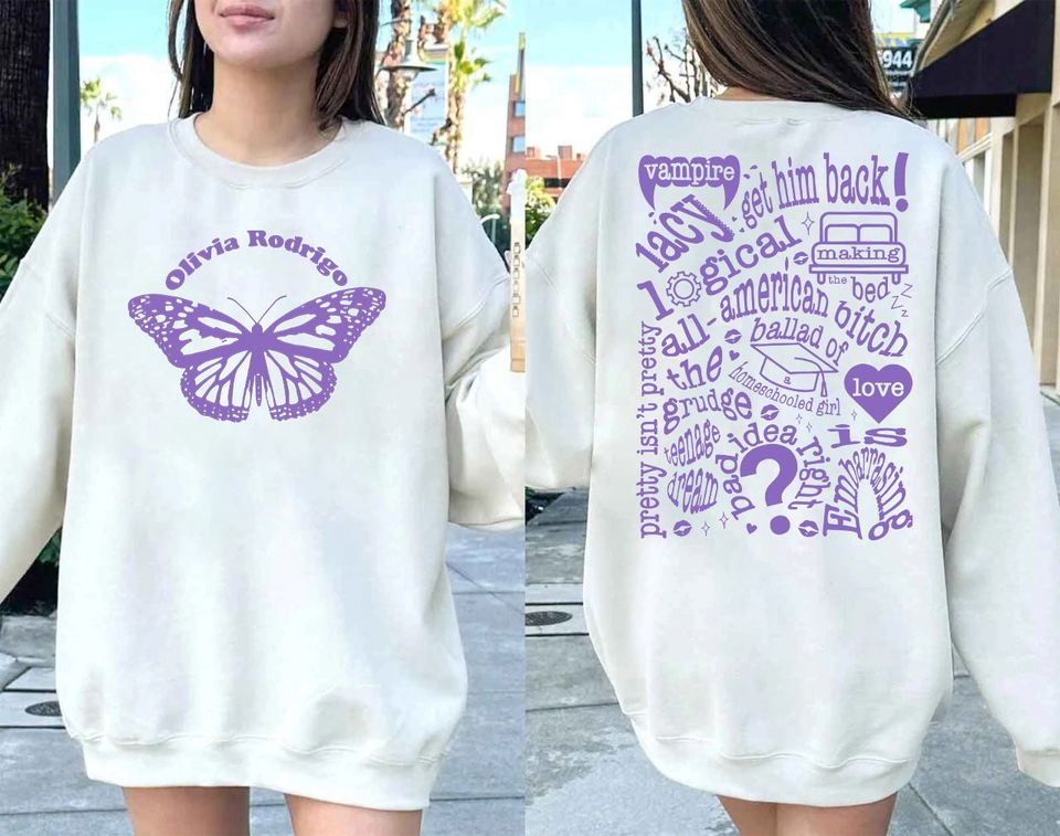 Guts Olivia Track List Olivia Rodrigo Album Guts Tour Merch Double Sided Unisex Sweatshirt