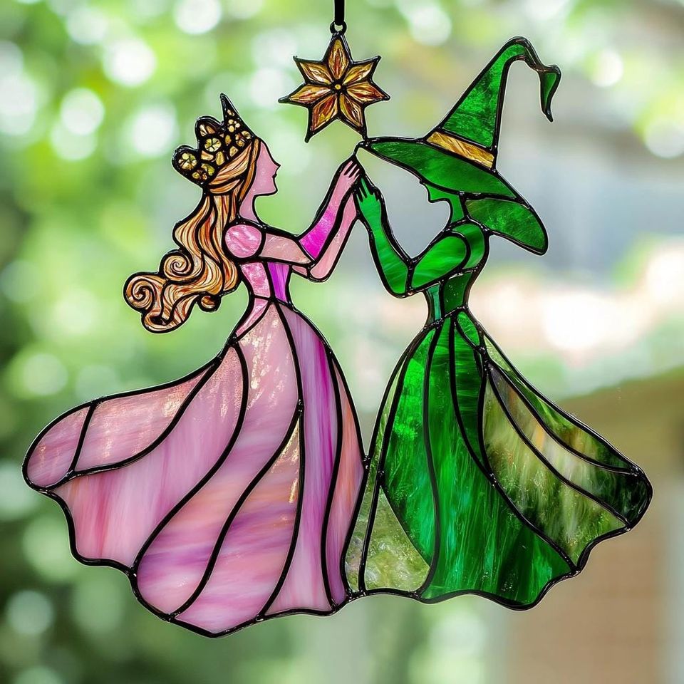 Wicked Musical Suncatcher: Elphaba and Glinda Besties Window Hanging