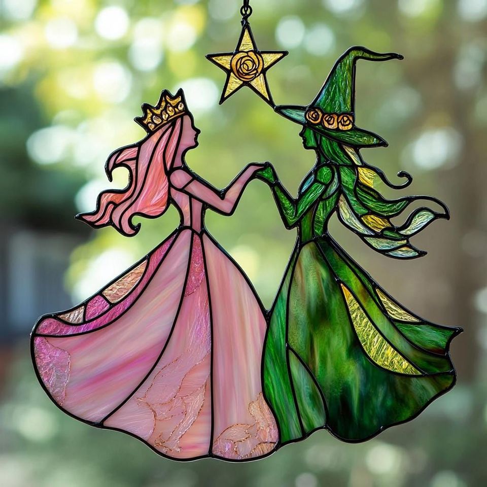 Wicked Musical Suncatcher: Elphaba and Glinda Besties Window Hanging
