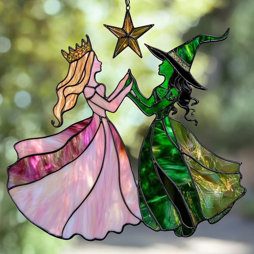 Wicked Musical Suncatcher: Elphaba and Glinda Besties Window Hanging