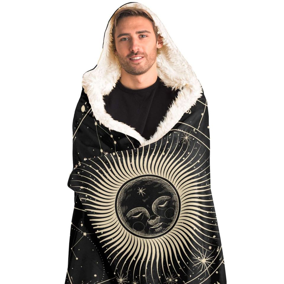 Sun Moon Phase Hooded Blanket