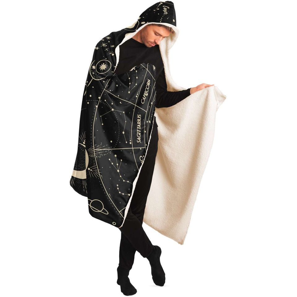 Sun Moon Phase Hooded Blanket