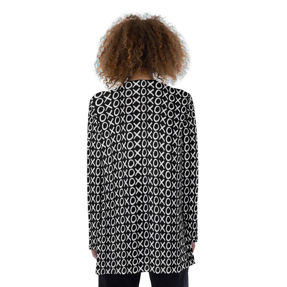 XOXO - Black & White - All-Over Print Women's Patch Cardigan
