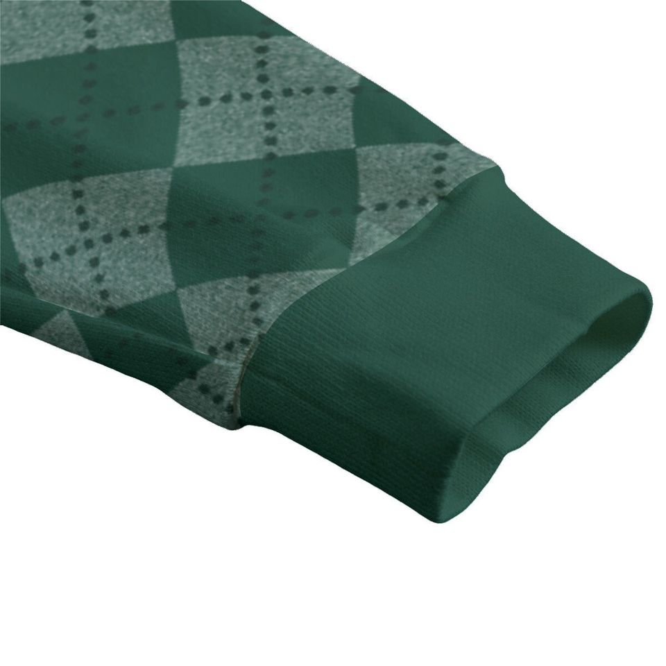 Ode to Green Argyle Diamond Print V-Neck Print Cardigan Unisex