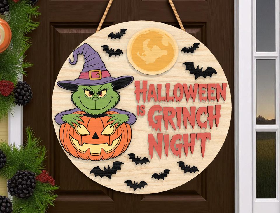 Halloween Is funny character Night Round Sign