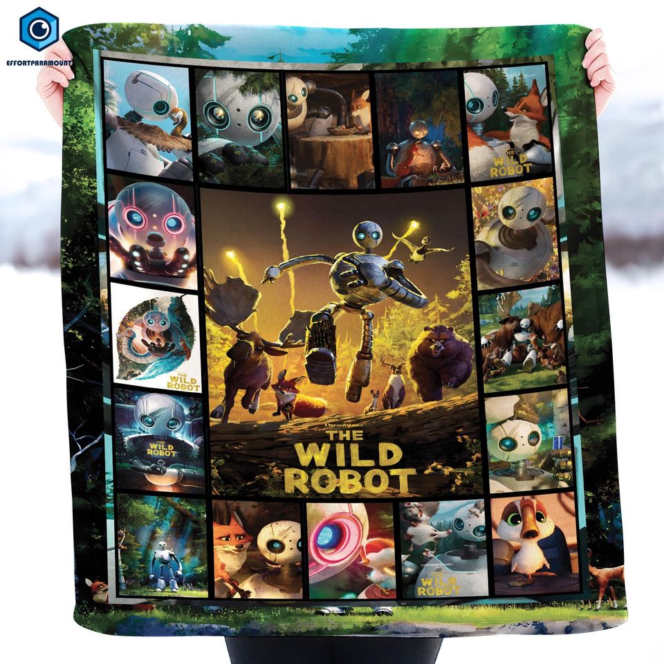 The Wild Robot Blanket, Roz Robot Fleece Blanket, Brightbill VontraThe Wild Robot Blanket