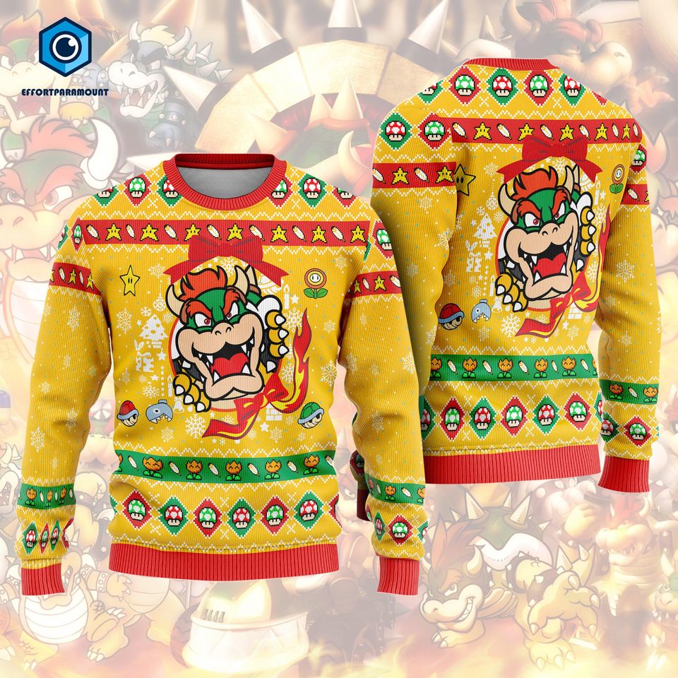 Super Mario Bros Ugly Christmas Sweater, Mario Bowser Ugly Christmas Sweater, Funny Sweater, Mario Ugly Sweater, Christmas Mario Sweater