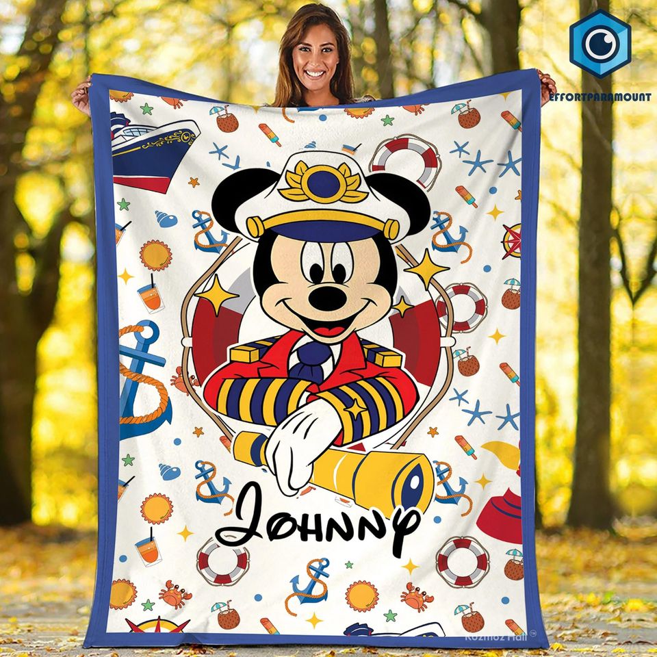 Personalized Mickey Cruise Line Blanket, Disneyland Cruising Blanket, Mickey Blanket