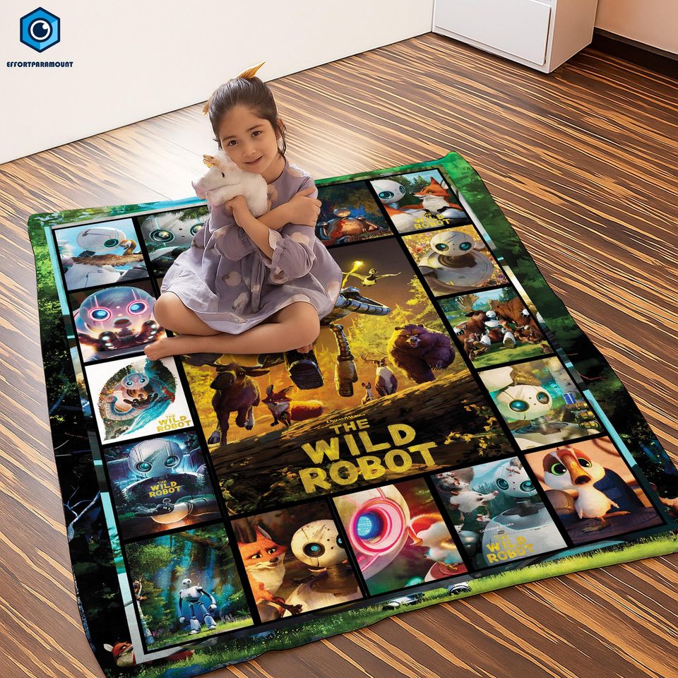 The Wild Robot Blanket, Roz Robot Fleece Blanket, Brightbill VontraThe Wild Robot Blanket