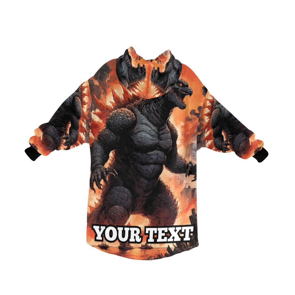 god zilla Kids Hoodie Blanket Gift Personalized Hooded Blankets Gojira Kaiju