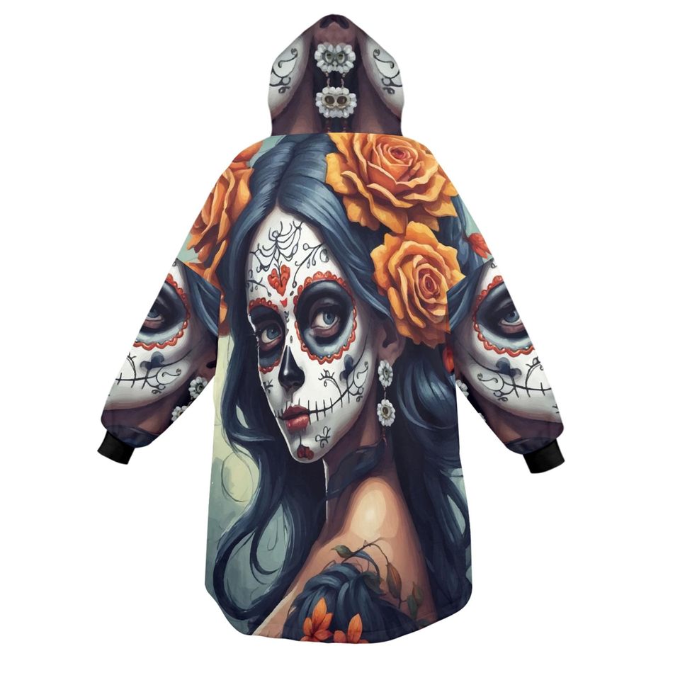 Da De Los Muertos Blanket Hoodie Personalized Chicano Blanket