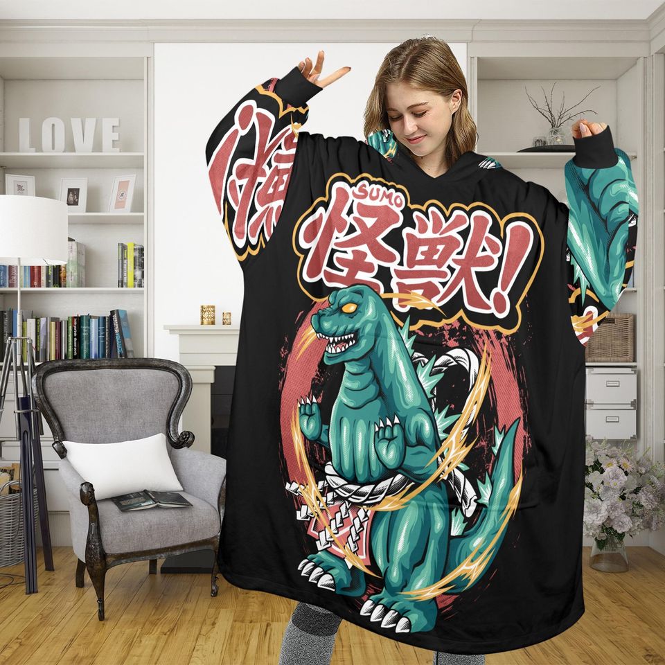 Blanket Hoodie blankets hoodie that is a blanket god zilla Kaiju Gojira