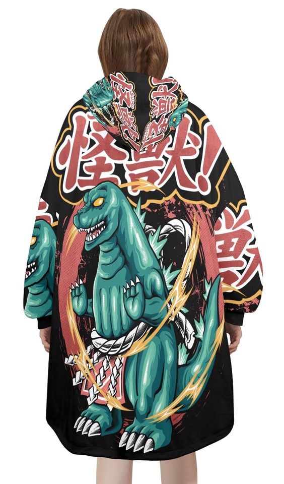 Blanket Hoodie blankets hoodie that is a blanket god zilla Kaiju Gojira