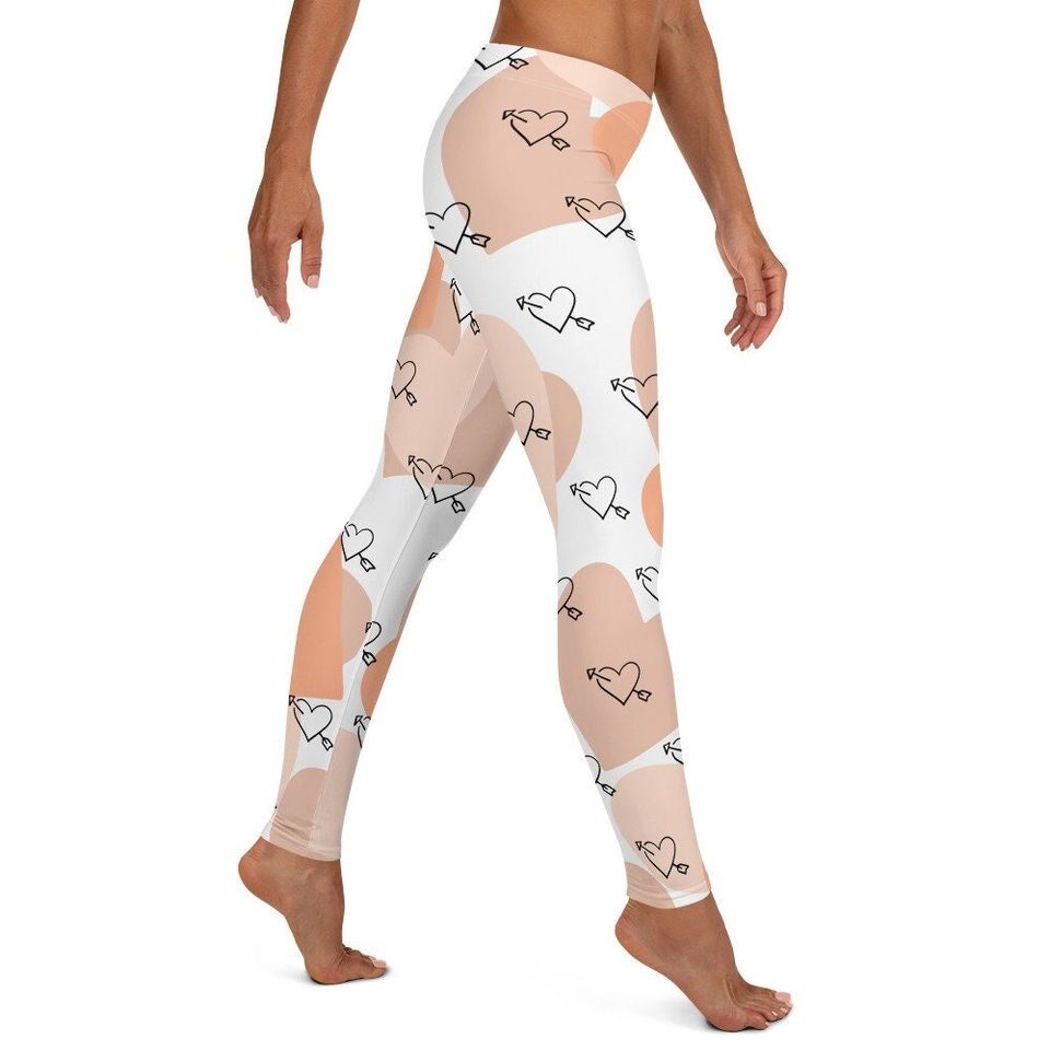 Lover Girl Heart Pattern Leggings for Women, Gift for Her