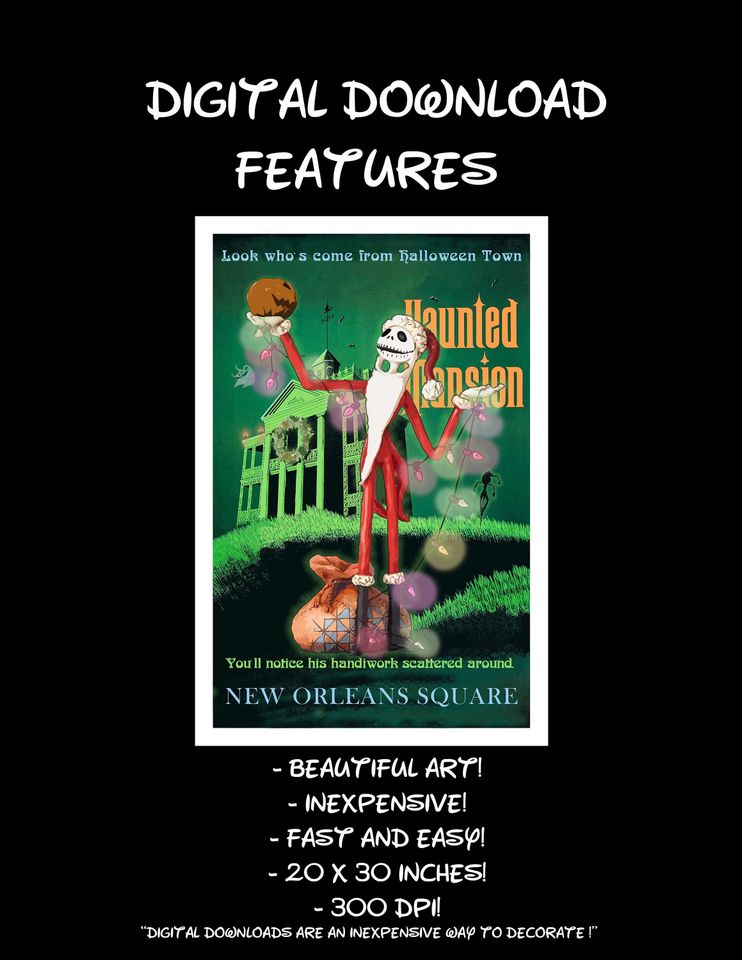 Disneyland Attraction Posters Decor - Vintage Haunted Mansion - Sandy Claws