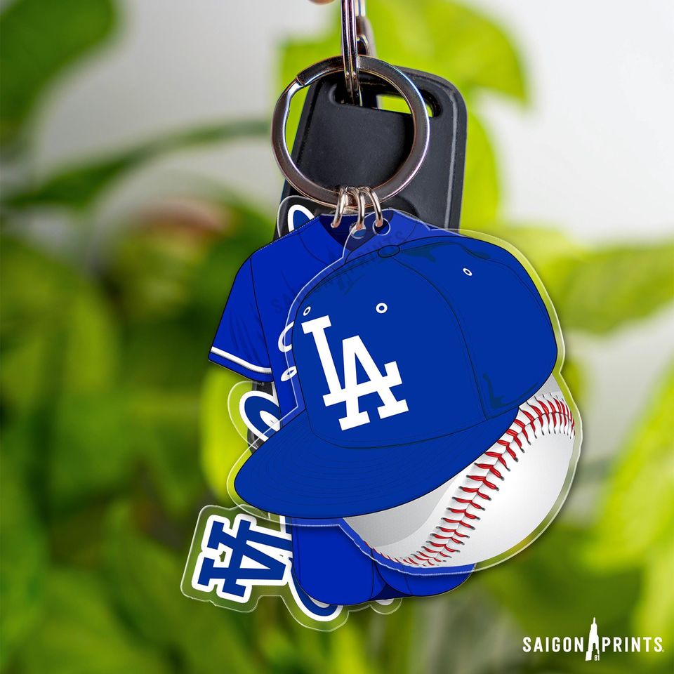 Dodgers Keychain, 3pcs Charm Bundle Ornament, Los Angeles Baseball
