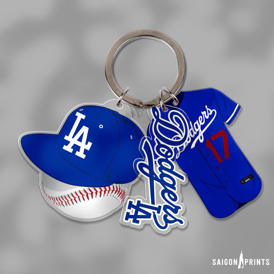 Dodgers Keychain, 3pcs Charm Bundle Ornament, Los Angeles Baseball