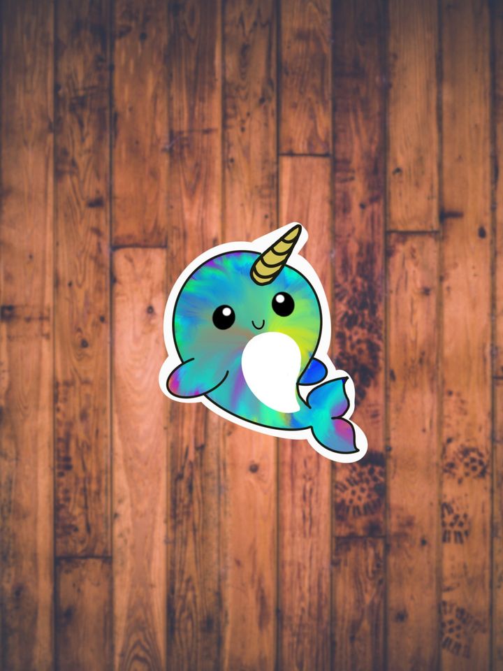 Cute Narwhal Sticker, Waterproof Sticker