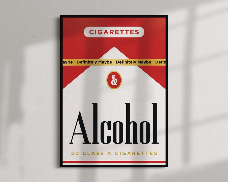 Oasis Cigarettes & Alcohol Print  Retro Britpop Music Poster