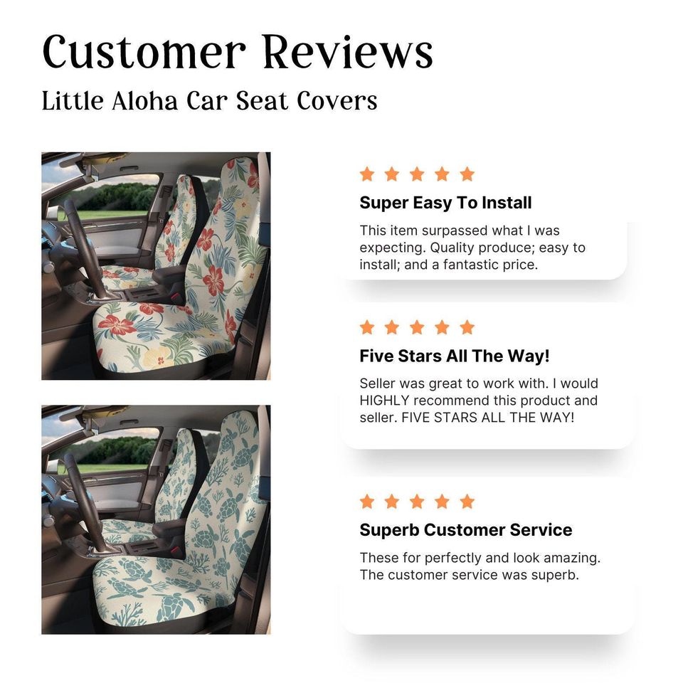 Retro Boho Car Seat Covers, 70s Sun and Sea Pattern (Set of Two)