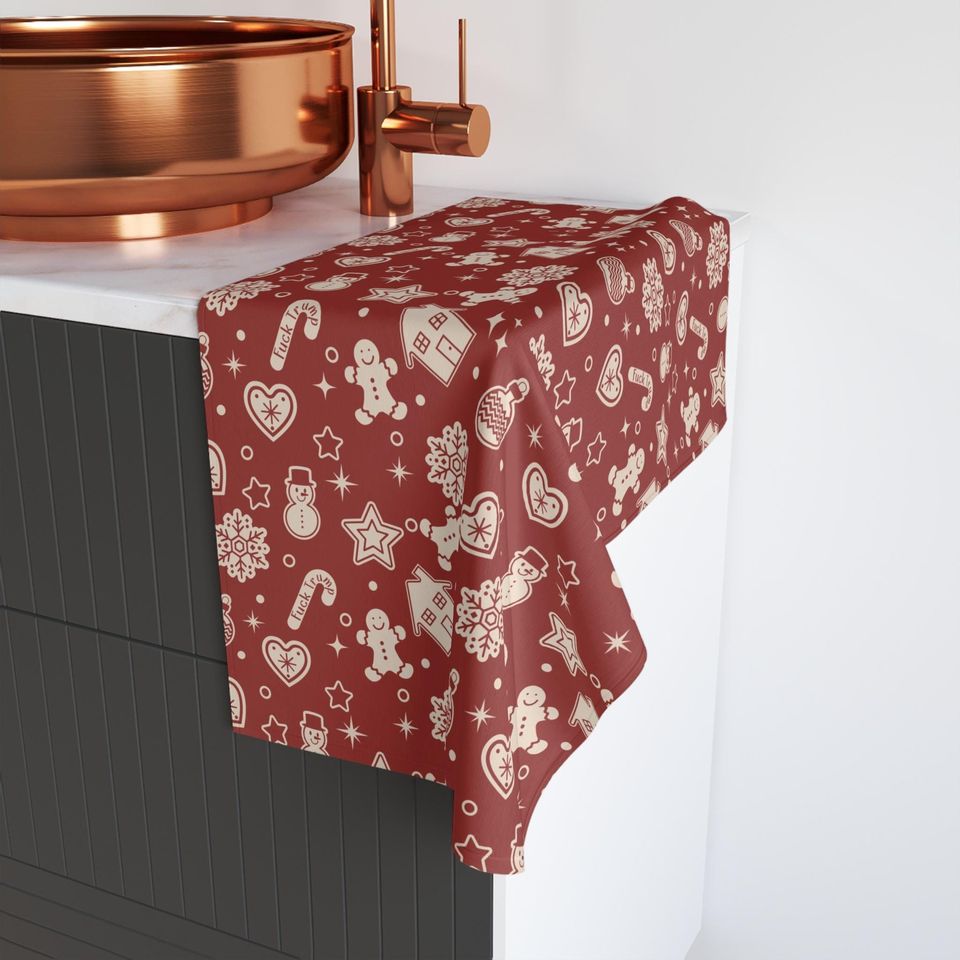 Christmas Hand Towel, Candy Cane Kitchen Towel