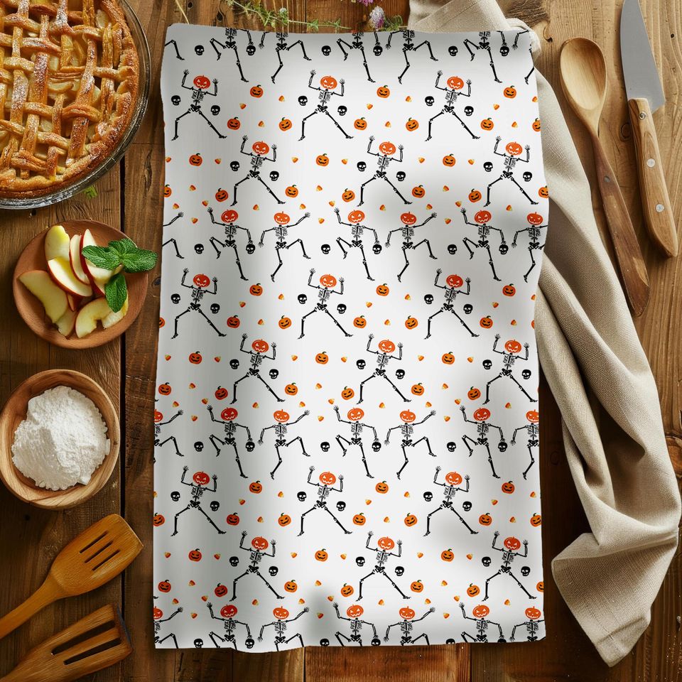 Skeleton Hand Towel, Halloween Spooky Decor Kitchen Bathroom, Trick or Treat
