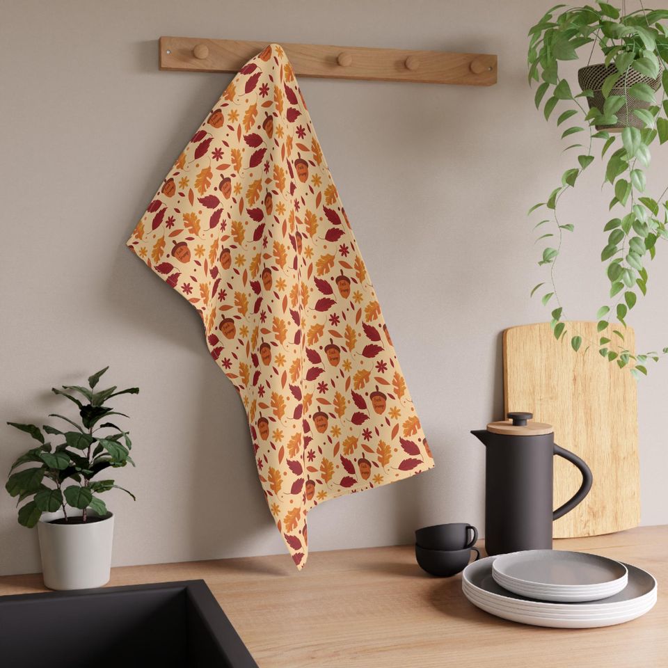 Funny Political Kitchen Towel, Acorn Leaves Autumn Decor