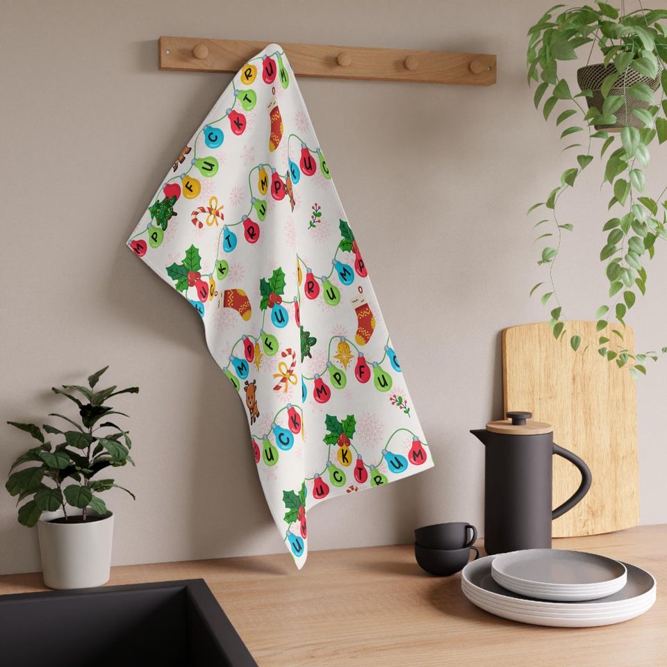 Xmas Light Hand Towel, Christmas Lights Kitchen Towel