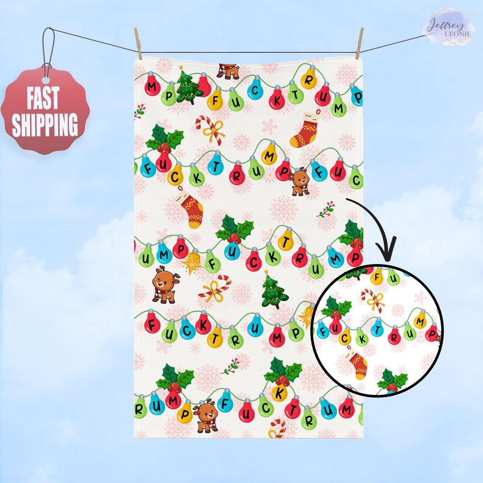 Xmas Light Hand Towel, Christmas Lights Kitchen Towel