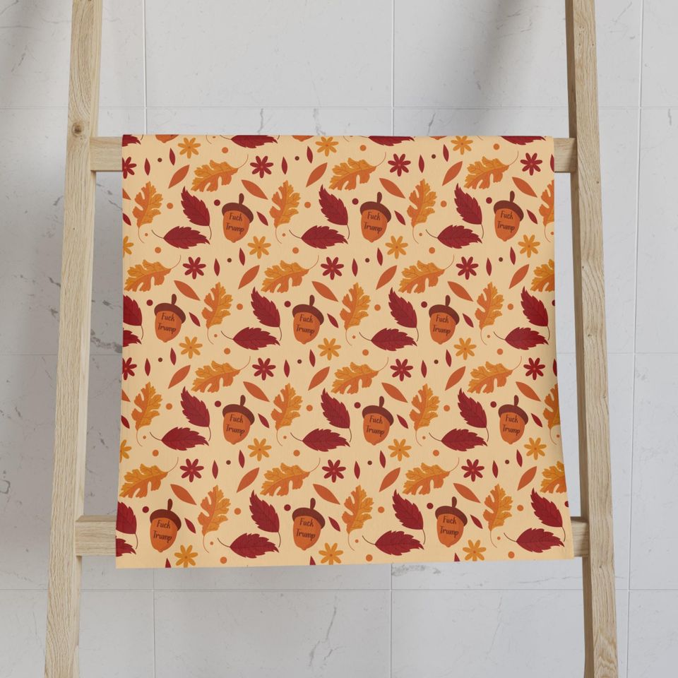Funny Political Kitchen Towel, Acorn Leaves Autumn Decor
