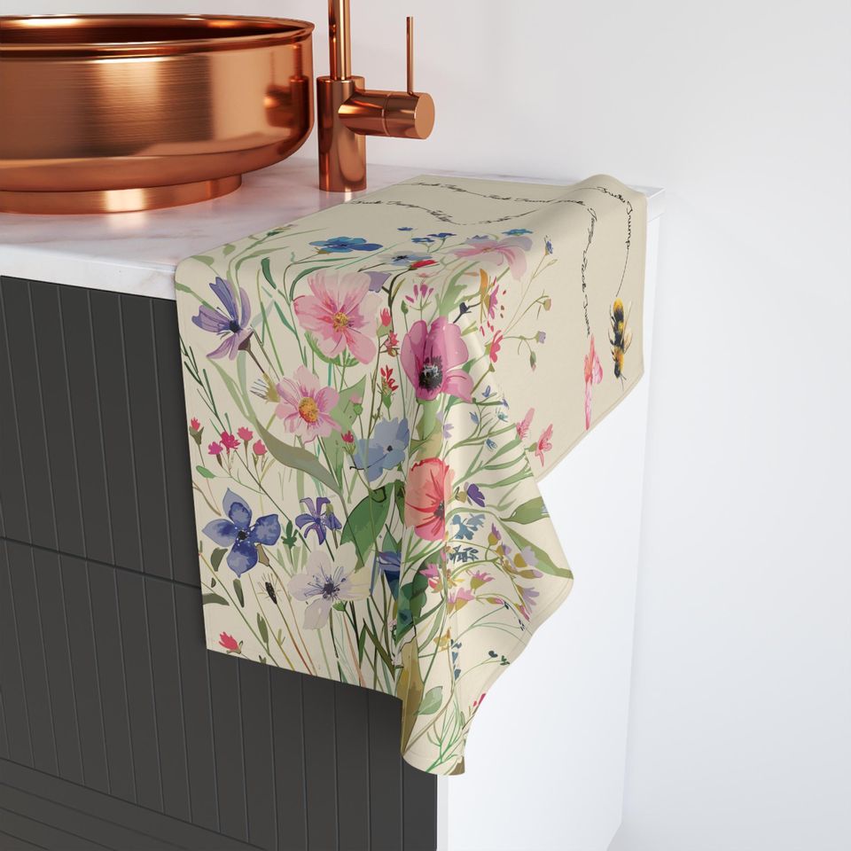 Hand Towel, Flower Garden Kitchen Towel, Bathroom Towel Set