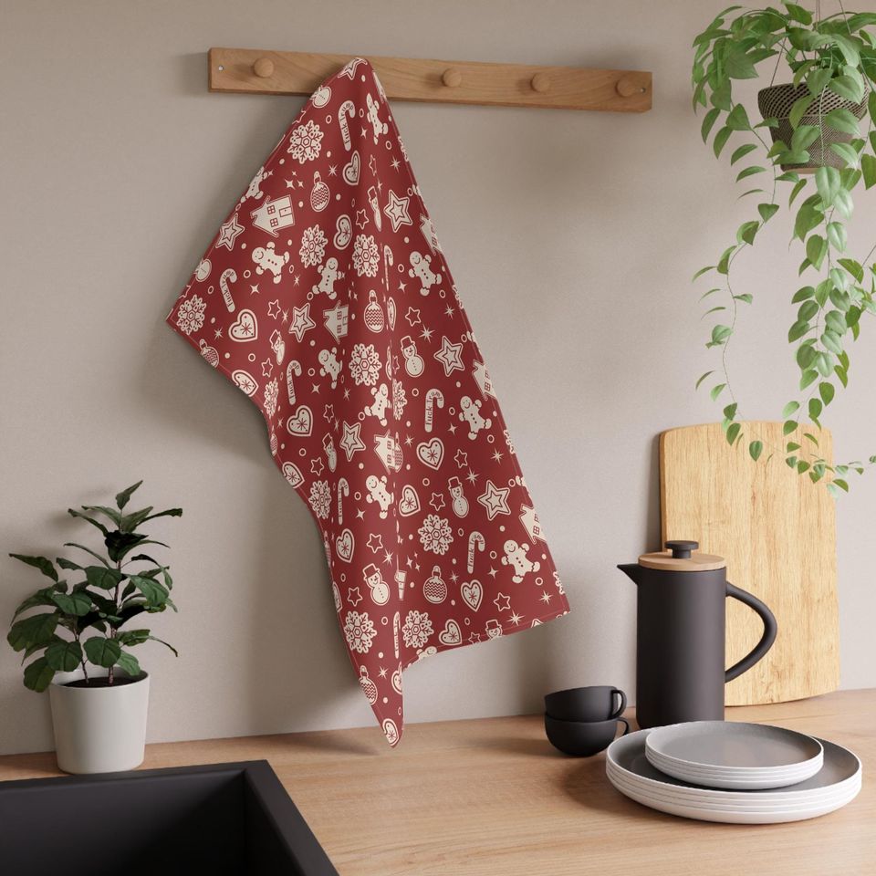 Christmas Hand Towel, Candy Cane Kitchen Towel