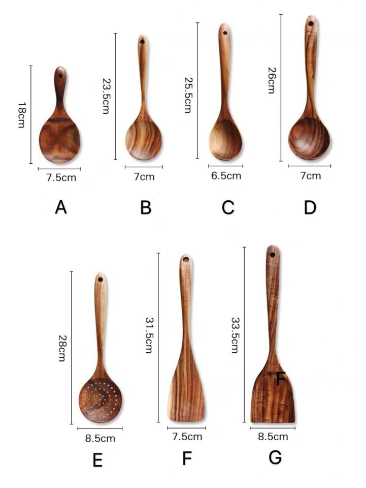 Wooden kitchen utensils set for family cooking