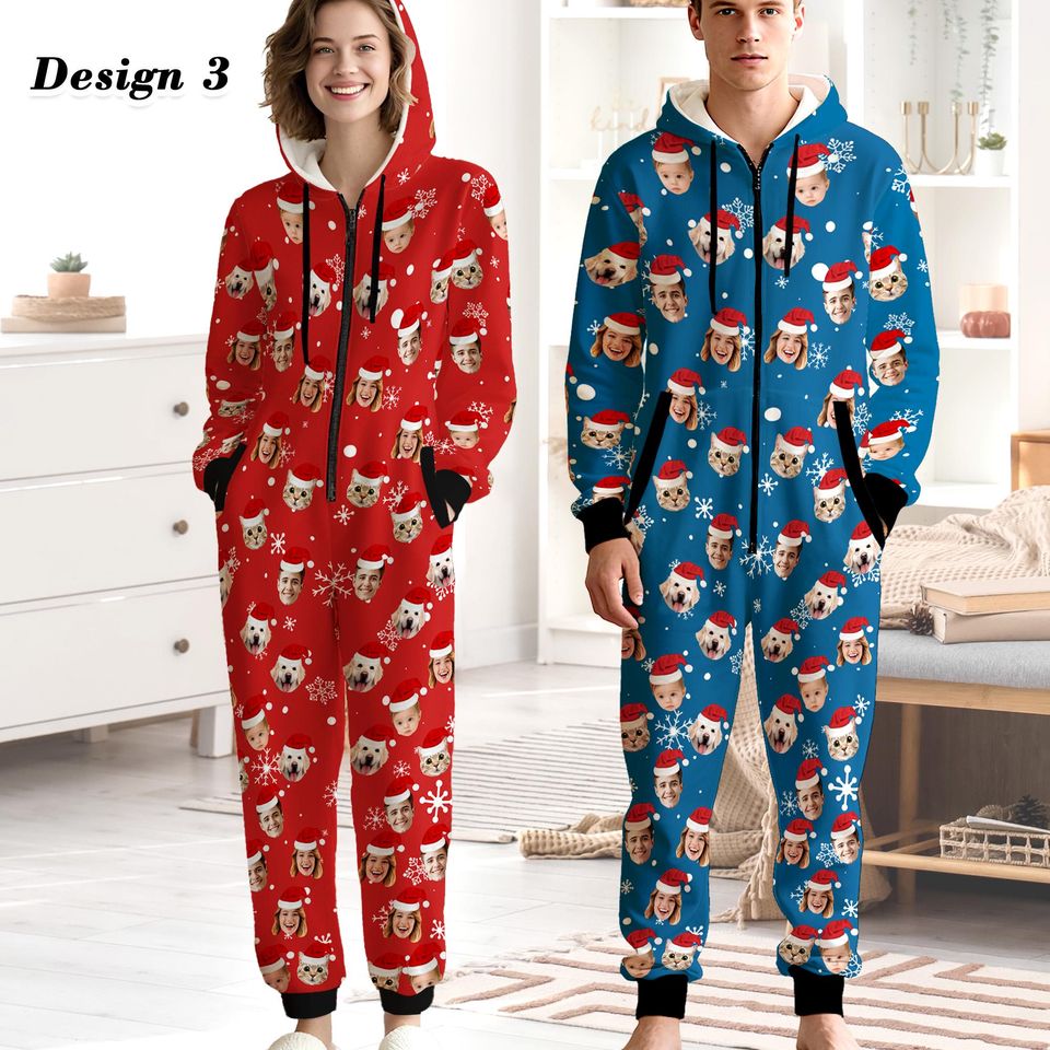 Personalized Flannel Hooded Onesie Pajamas for Adults