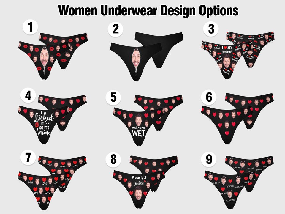 Custom Face Underwear, Personalized Couple Lingerie, Photo Gift