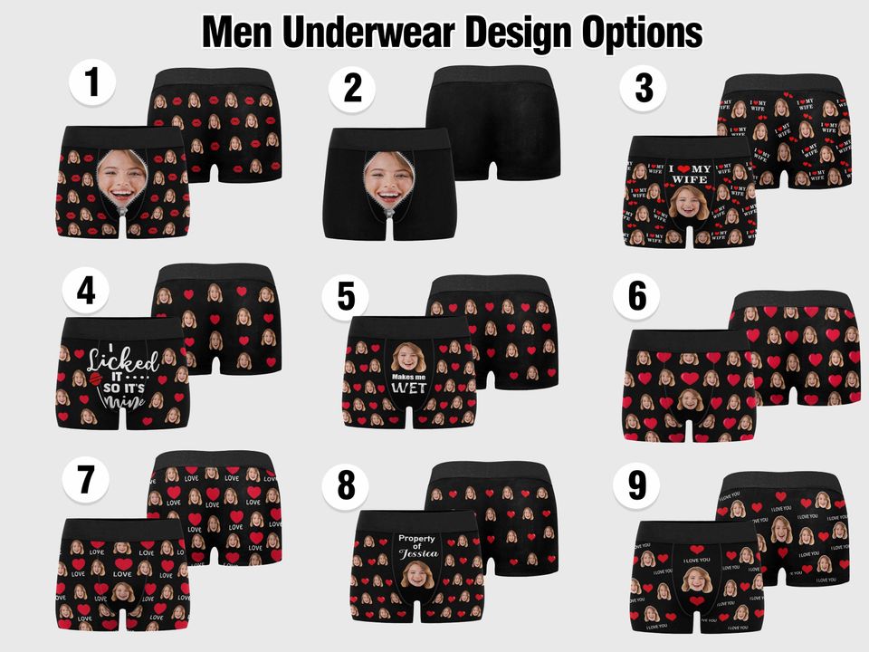 Custom Face Underwear, Personalized Couple Lingerie, Photo Gift