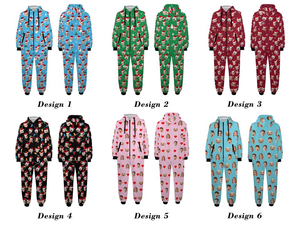 Personalized Flannel Hooded Onesie Pajamas for Adults