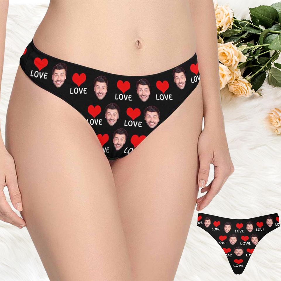 Custom Face Underwear, Personalized Couple Lingerie, Photo Gift