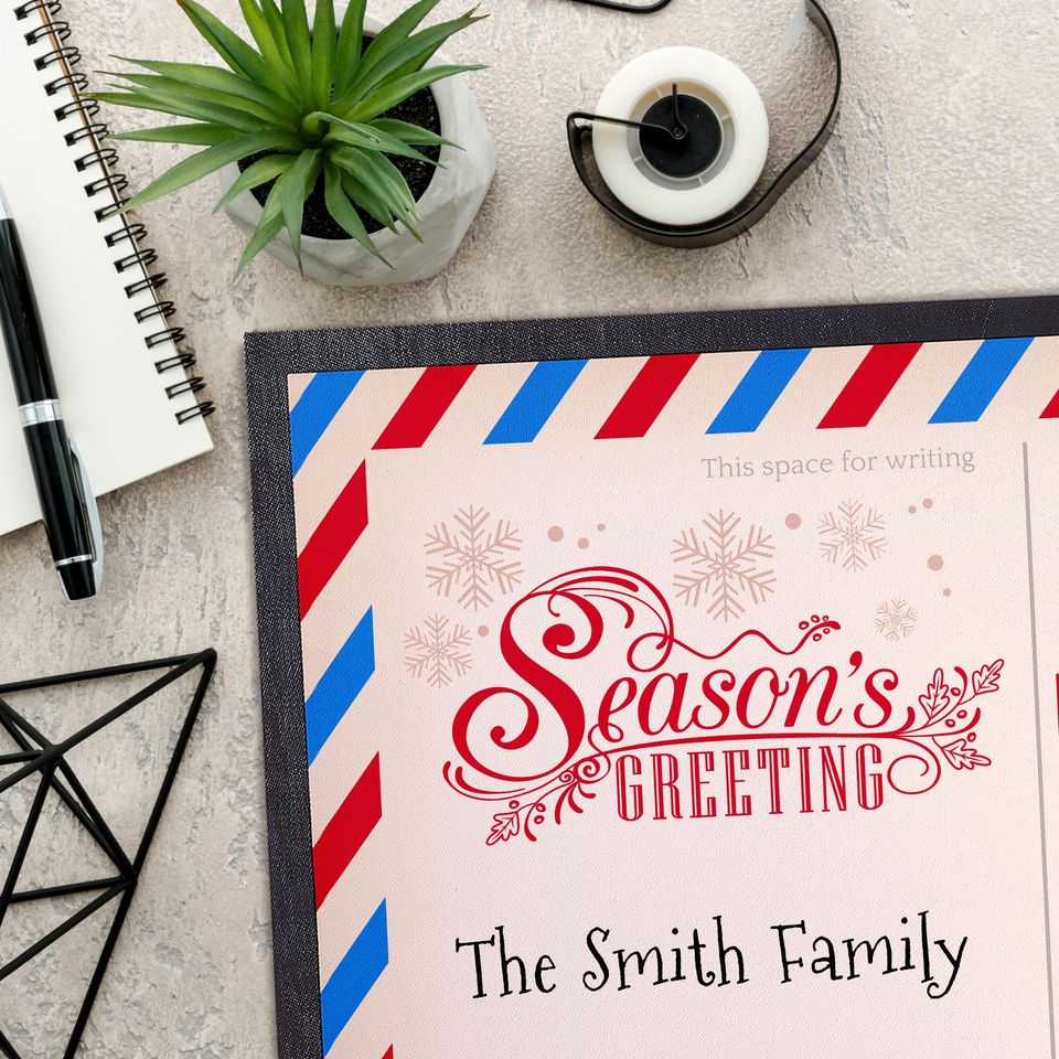 Personalised Christmas Welcome Doormat with North Pole Letter Design