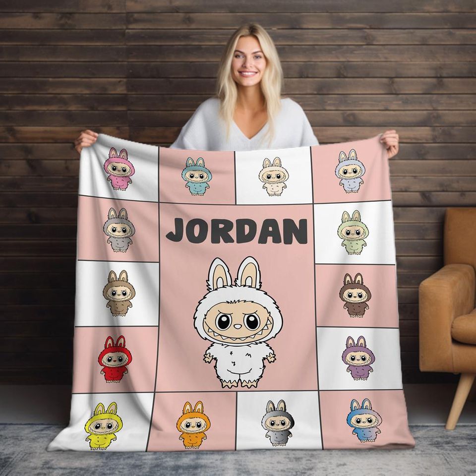 Personalized Blanket Labubu Fleece Blanket, Kid Blanket, Back To School Gift